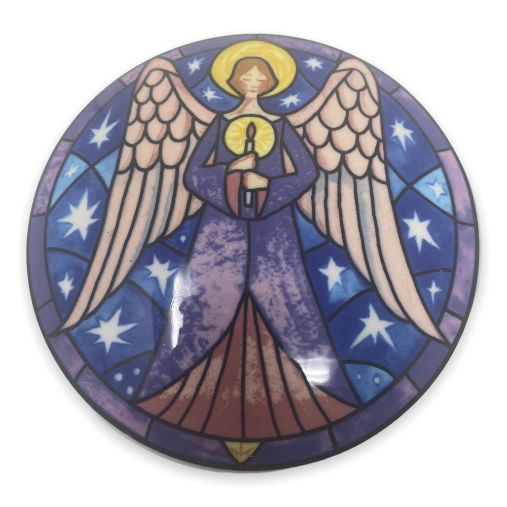 Mikasa Angel Round Holiday Christma Trinket Box Candy Dish with Lid Set of Two - Picture 6 of 7